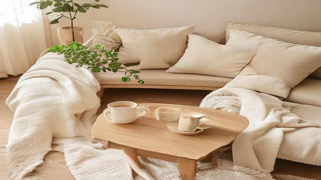 綺麗な部屋でくつろぐリビングシーン