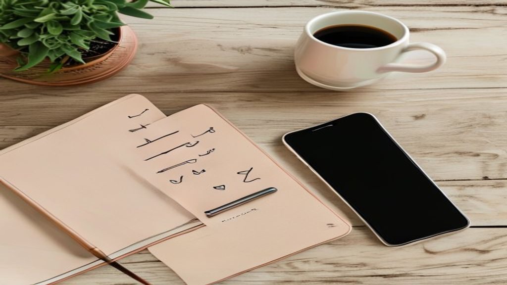 スマホを伏せた静かなフラットレイ